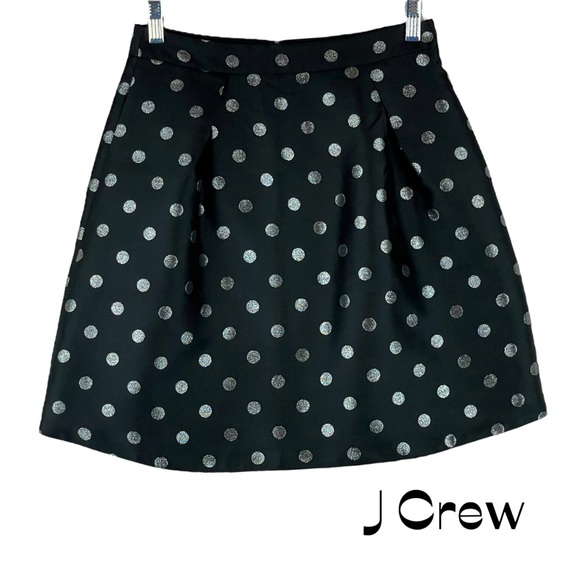 J Crew Black Metallic Silver Pleated Whimsical Glam Dance Skirt NWT Size 0 - Picture 1 of 11